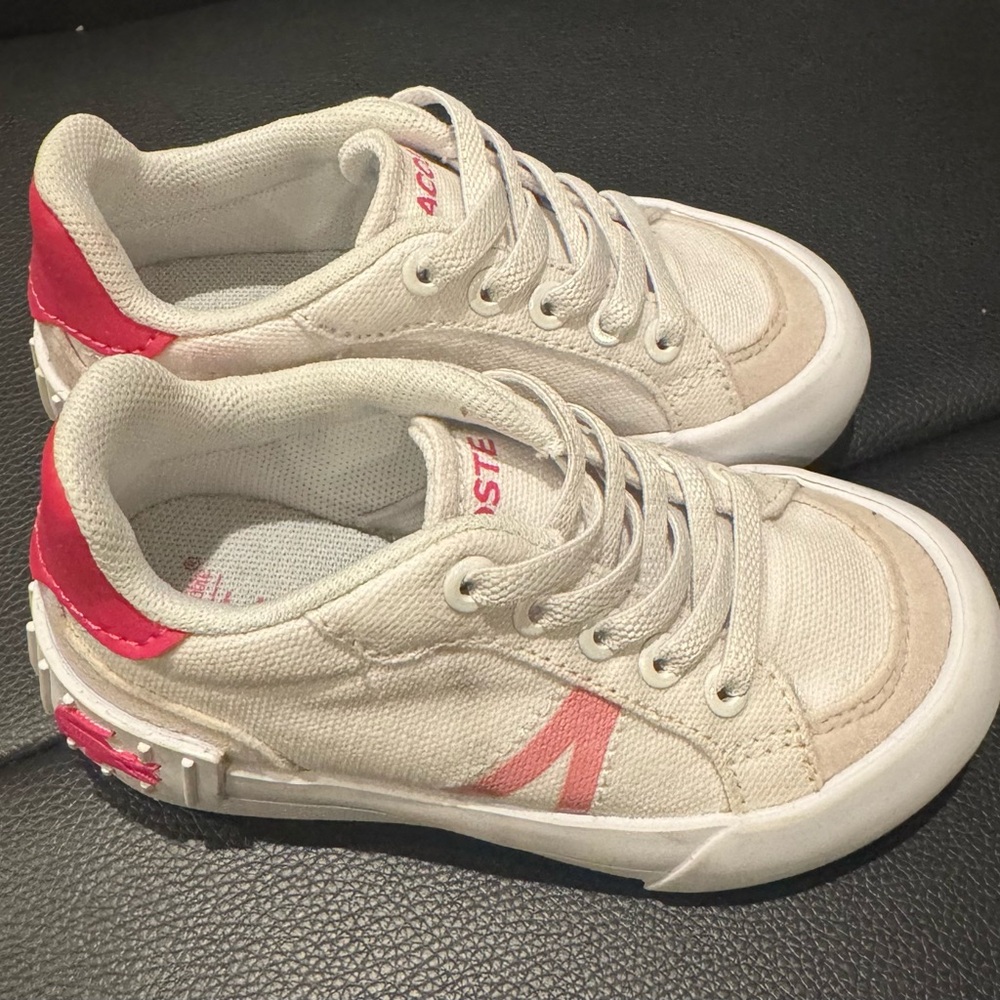 Lacoste Cream and Pink Retro Sneakers
